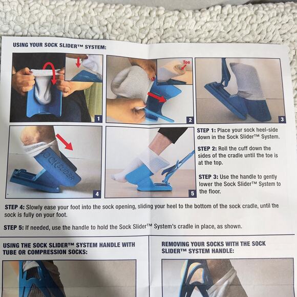 Sock Slider System 1 Kit No Bending Shoe Horn Pregnant Back Problems Surgery NEW - Picture 7 of 10